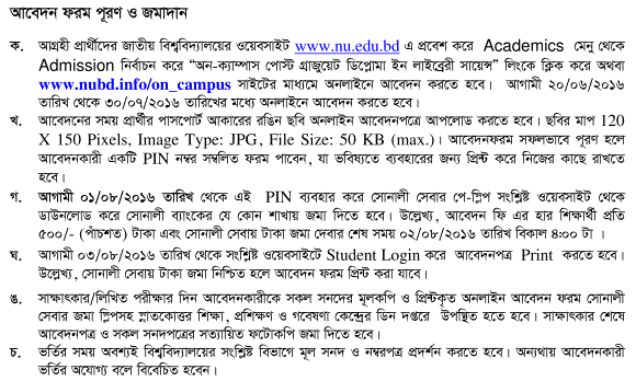 Admission Schedule